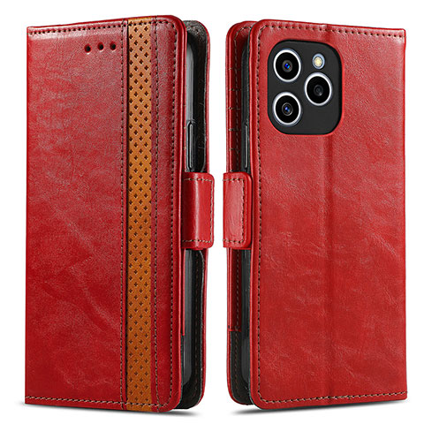 Custodia Portafoglio In Pelle Cover con Supporto S02D per Huawei Honor 60 SE 5G Rosso