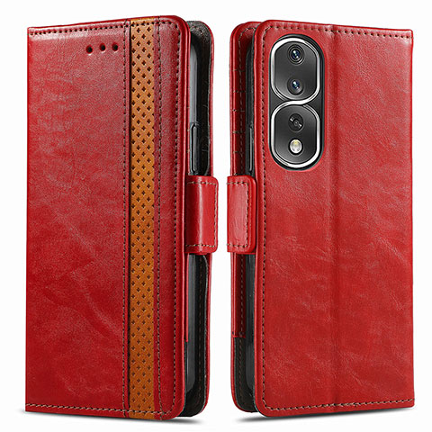 Custodia Portafoglio In Pelle Cover con Supporto S02D per Huawei Honor 80 Pro 5G Rosso