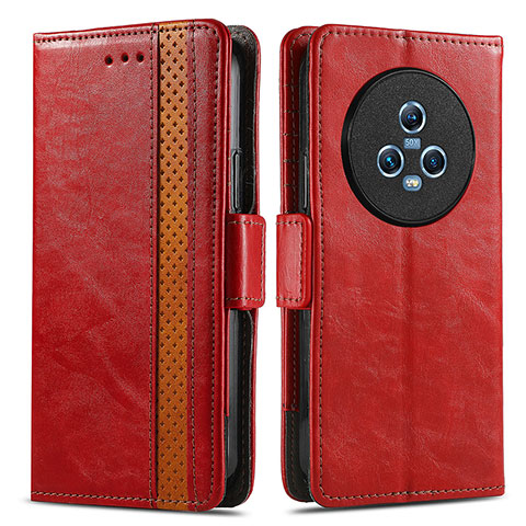 Custodia Portafoglio In Pelle Cover con Supporto S02D per Huawei Honor Magic5 5G Rosso