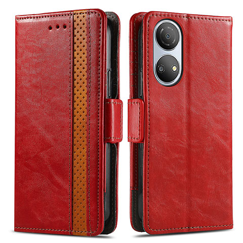 Custodia Portafoglio In Pelle Cover con Supporto S02D per Huawei Honor X7 Rosso