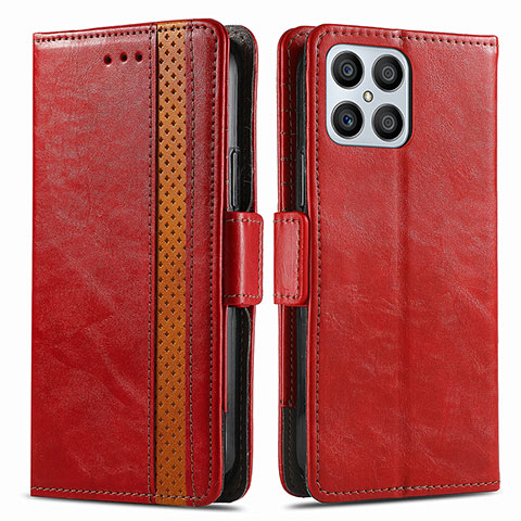 Custodia Portafoglio In Pelle Cover con Supporto S02D per Huawei Honor X8 4G Rosso