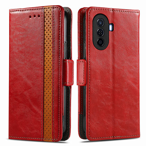 Custodia Portafoglio In Pelle Cover con Supporto S02D per Huawei Nova Y70 Rosso