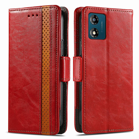 Custodia Portafoglio In Pelle Cover con Supporto S02D per Motorola Moto E13 Rosso