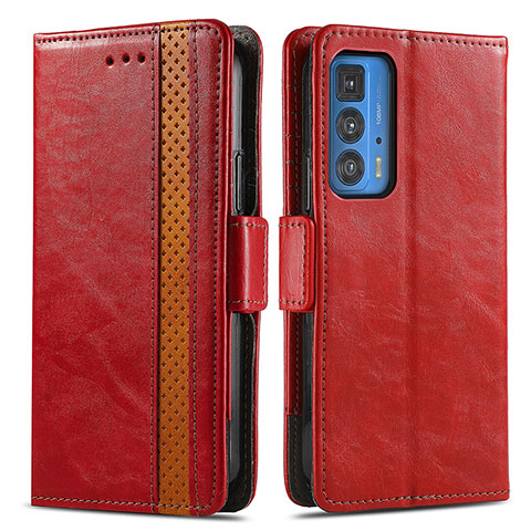 Custodia Portafoglio In Pelle Cover con Supporto S02D per Motorola Moto Edge 20 Pro 5G Rosso