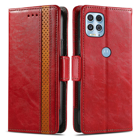 Custodia Portafoglio In Pelle Cover con Supporto S02D per Motorola Moto Edge S 5G Rosso