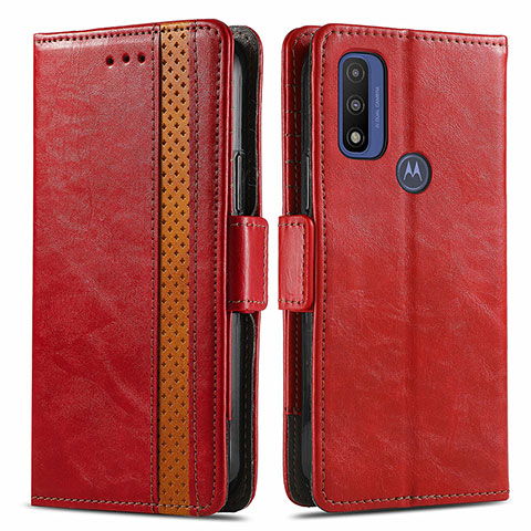 Custodia Portafoglio In Pelle Cover con Supporto S02D per Motorola Moto G Pure Rosso