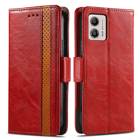 Custodia Portafoglio In Pelle Cover con Supporto S02D per Motorola Moto G53y 5G Rosso