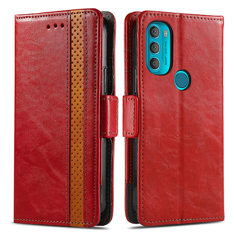 Custodia Portafoglio In Pelle Cover con Supporto S02D per Motorola Moto G71 5G Rosso