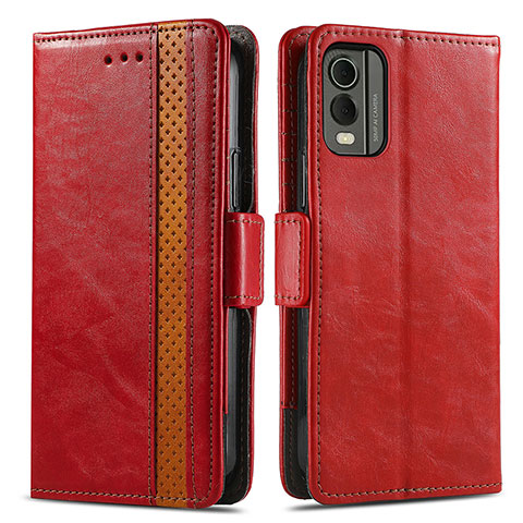 Custodia Portafoglio In Pelle Cover con Supporto S02D per Nokia C210 Rosso