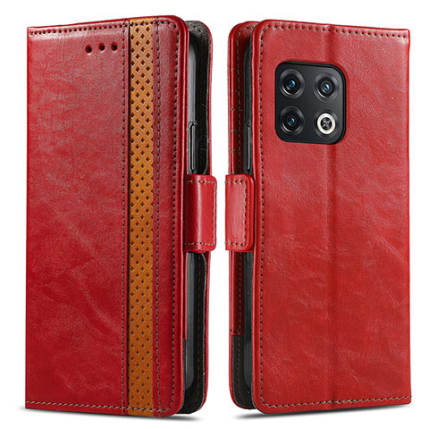 Custodia Portafoglio In Pelle Cover con Supporto S02D per OnePlus 10 Pro 5G Rosso