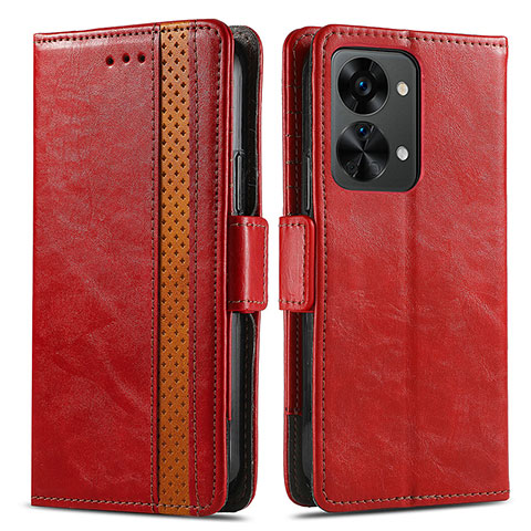 Custodia Portafoglio In Pelle Cover con Supporto S02D per OnePlus Nord 2T 5G Rosso