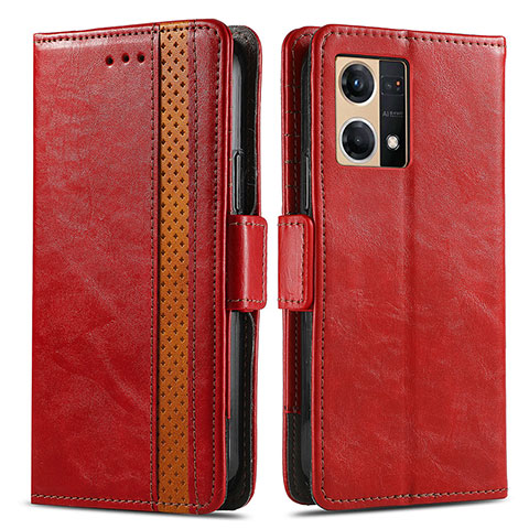 Custodia Portafoglio In Pelle Cover con Supporto S02D per Oppo F21s Pro 4G Rosso