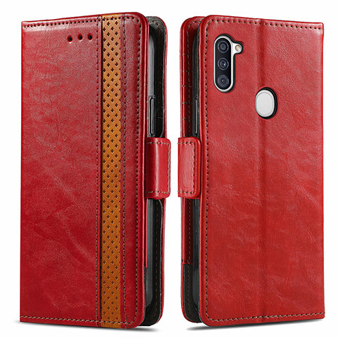 Custodia Portafoglio In Pelle Cover con Supporto S02D per Samsung Galaxy A11 Rosso