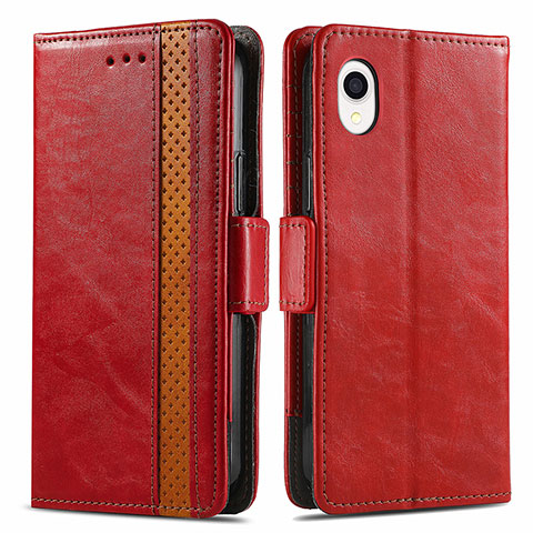 Custodia Portafoglio In Pelle Cover con Supporto S02D per Samsung Galaxy A22 5G SC-56B Rosso