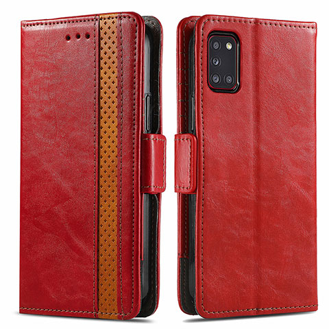 Custodia Portafoglio In Pelle Cover con Supporto S02D per Samsung Galaxy A31 Rosso