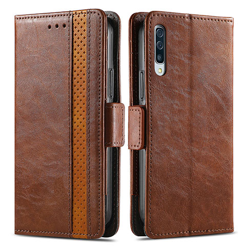 Custodia Portafoglio In Pelle Cover con Supporto S02D per Samsung Galaxy A50S Marrone