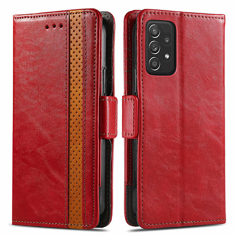 Custodia Portafoglio In Pelle Cover con Supporto S02D per Samsung Galaxy A52s 5G Rosso