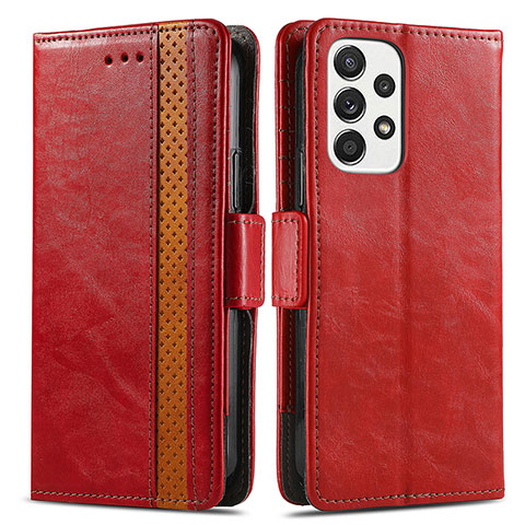 Custodia Portafoglio In Pelle Cover con Supporto S02D per Samsung Galaxy A53 5G Rosso