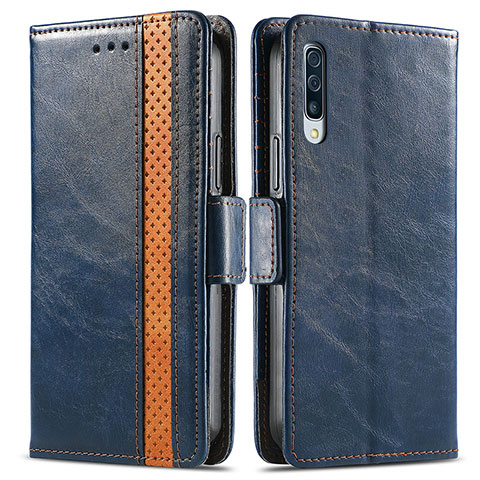 Custodia Portafoglio In Pelle Cover con Supporto S02D per Samsung Galaxy A70S Blu