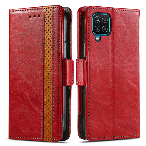 Custodia Portafoglio In Pelle Cover con Supporto S02D per Samsung Galaxy F12 Rosso