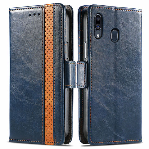 Custodia Portafoglio In Pelle Cover con Supporto S02D per Samsung Galaxy M10S Blu