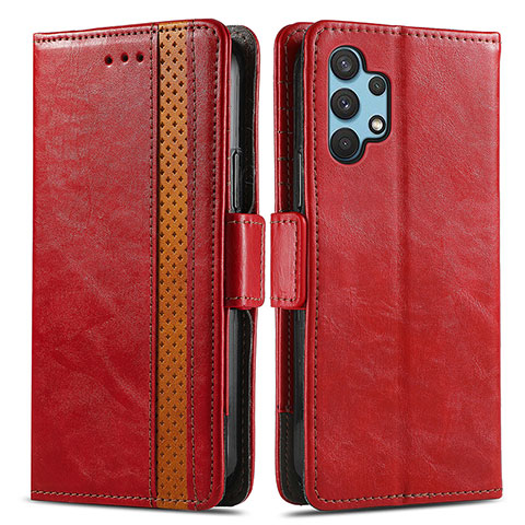 Custodia Portafoglio In Pelle Cover con Supporto S02D per Samsung Galaxy M32 5G Rosso