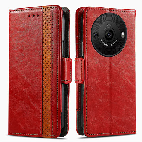 Custodia Portafoglio In Pelle Cover con Supporto S02D per Sharp Aquos R8 Pro Rosso