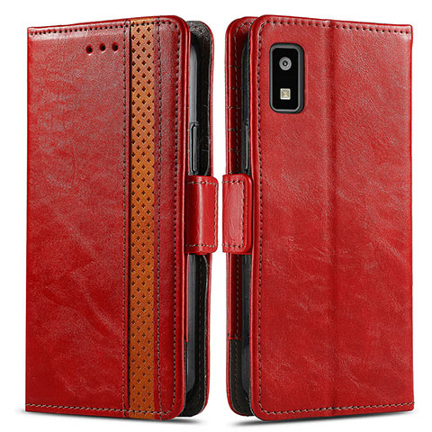 Custodia Portafoglio In Pelle Cover con Supporto S02D per Sharp Aquos wish3 Rosso