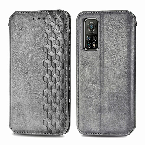 Custodia Portafoglio In Pelle Cover con Supporto S02D per Xiaomi Mi 10T Pro 5G Grigio