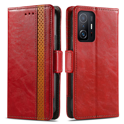 Custodia Portafoglio In Pelle Cover con Supporto S02D per Xiaomi Mi 11T 5G Rosso