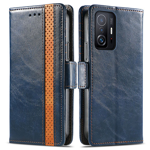 Custodia Portafoglio In Pelle Cover con Supporto S02D per Xiaomi Mi 11T Pro 5G Blu