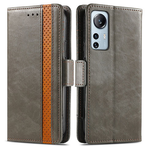 Custodia Portafoglio In Pelle Cover con Supporto S02D per Xiaomi Mi 12 5G Grigio