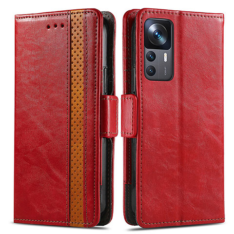 Custodia Portafoglio In Pelle Cover con Supporto S02D per Xiaomi Mi 12T 5G Rosso