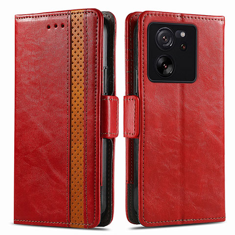 Custodia Portafoglio In Pelle Cover con Supporto S02D per Xiaomi Mi 13T 5G Rosso