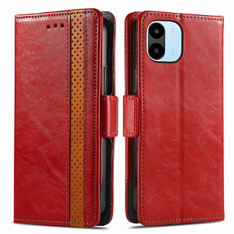 Custodia Portafoglio In Pelle Cover con Supporto S02D per Xiaomi Poco C50 Rosso