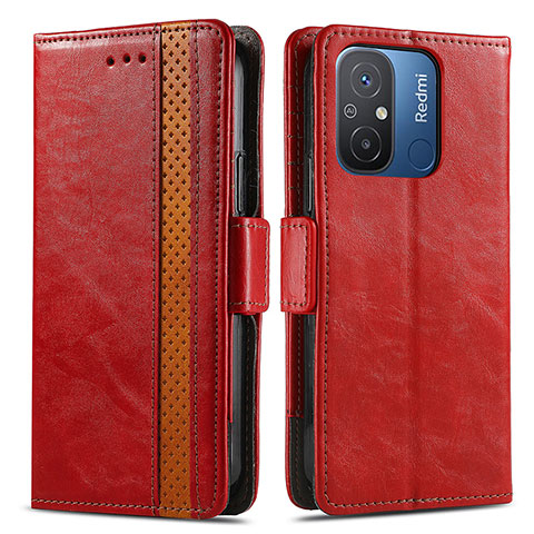 Custodia Portafoglio In Pelle Cover con Supporto S02D per Xiaomi Poco C55 Rosso