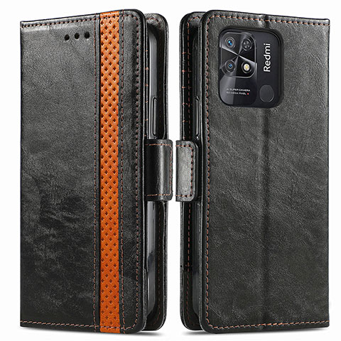 Custodia Portafoglio In Pelle Cover con Supporto S02D per Xiaomi Redmi 10 India Nero