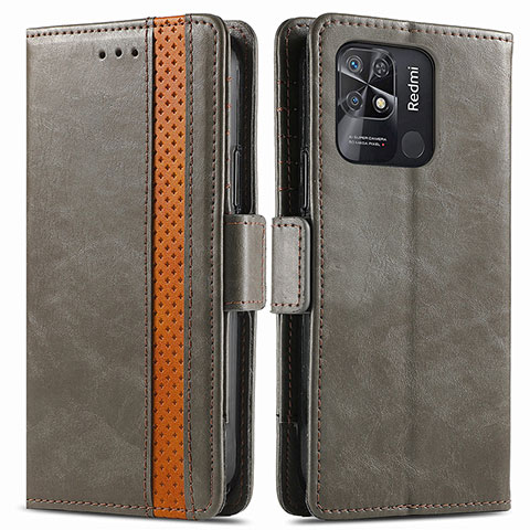 Custodia Portafoglio In Pelle Cover con Supporto S02D per Xiaomi Redmi 10C 4G Grigio