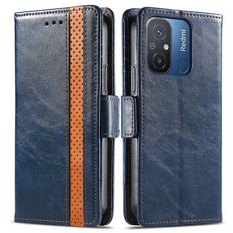 Custodia Portafoglio In Pelle Cover con Supporto S02D per Xiaomi Redmi 11A 4G Blu