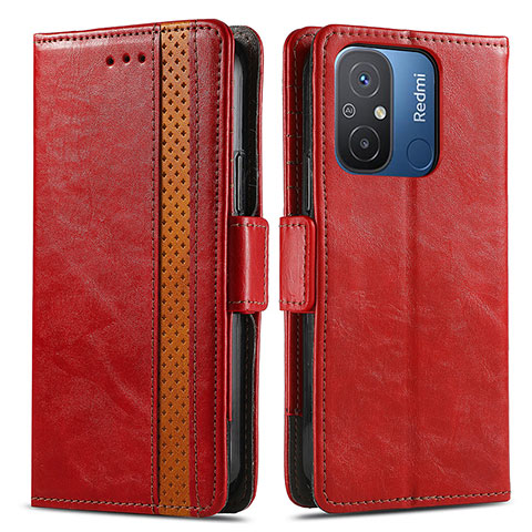 Custodia Portafoglio In Pelle Cover con Supporto S02D per Xiaomi Redmi 11A 4G Rosso
