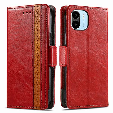 Custodia Portafoglio In Pelle Cover con Supporto S02D per Xiaomi Redmi A1 Rosso