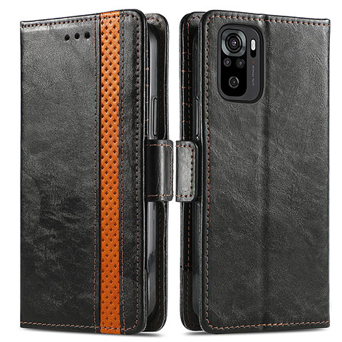 Custodia Portafoglio In Pelle Cover con Supporto S02D per Xiaomi Redmi Note 10 4G Nero