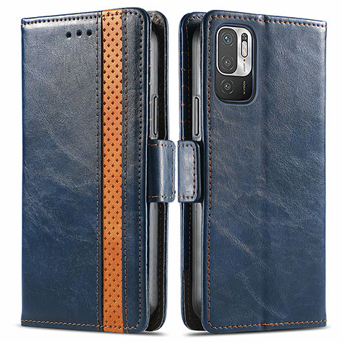 Custodia Portafoglio In Pelle Cover con Supporto S02D per Xiaomi Redmi Note 10 JE 5G Blu