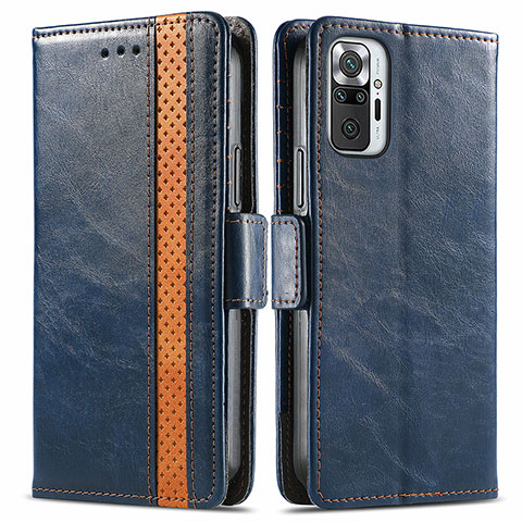 Custodia Portafoglio In Pelle Cover con Supporto S02D per Xiaomi Redmi Note 10 Pro 4G Blu