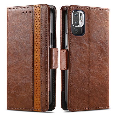 Custodia Portafoglio In Pelle Cover con Supporto S02D per Xiaomi Redmi Note 11 SE 5G Marrone