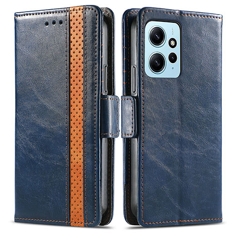 Custodia Portafoglio In Pelle Cover con Supporto S02D per Xiaomi Redmi Note 12 4G Blu