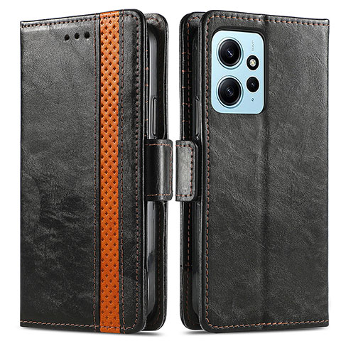 Custodia Portafoglio In Pelle Cover con Supporto S02D per Xiaomi Redmi Note 12 4G Nero