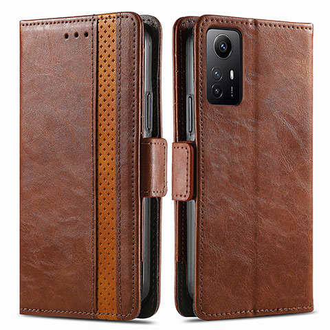 Custodia Portafoglio In Pelle Cover con Supporto S02D per Xiaomi Redmi Note 12S Marrone