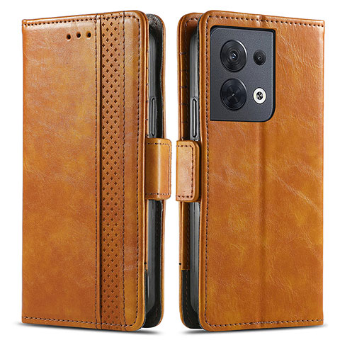 Custodia Portafoglio In Pelle Cover con Supporto S02D per Xiaomi Redmi Note 13 5G Marrone Chiaro