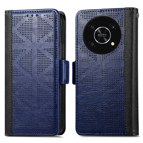 Custodia Portafoglio In Pelle Cover con Supporto S03D per Huawei Enjoy 50 Pro Blu